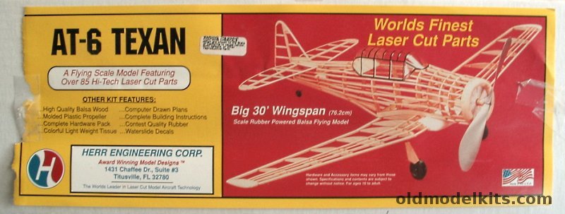 Herr Engineering AT-6 Texan - 30 inch Wingspan Balsa Flying Model Airplane, K-114 plastic model kit